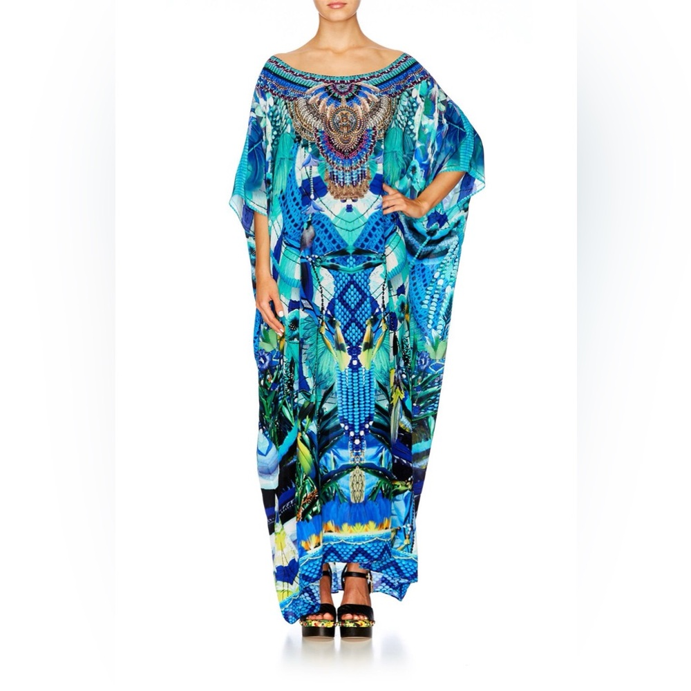NWOT Camilla Amazon Azure Round Neck Kaftan One Size
